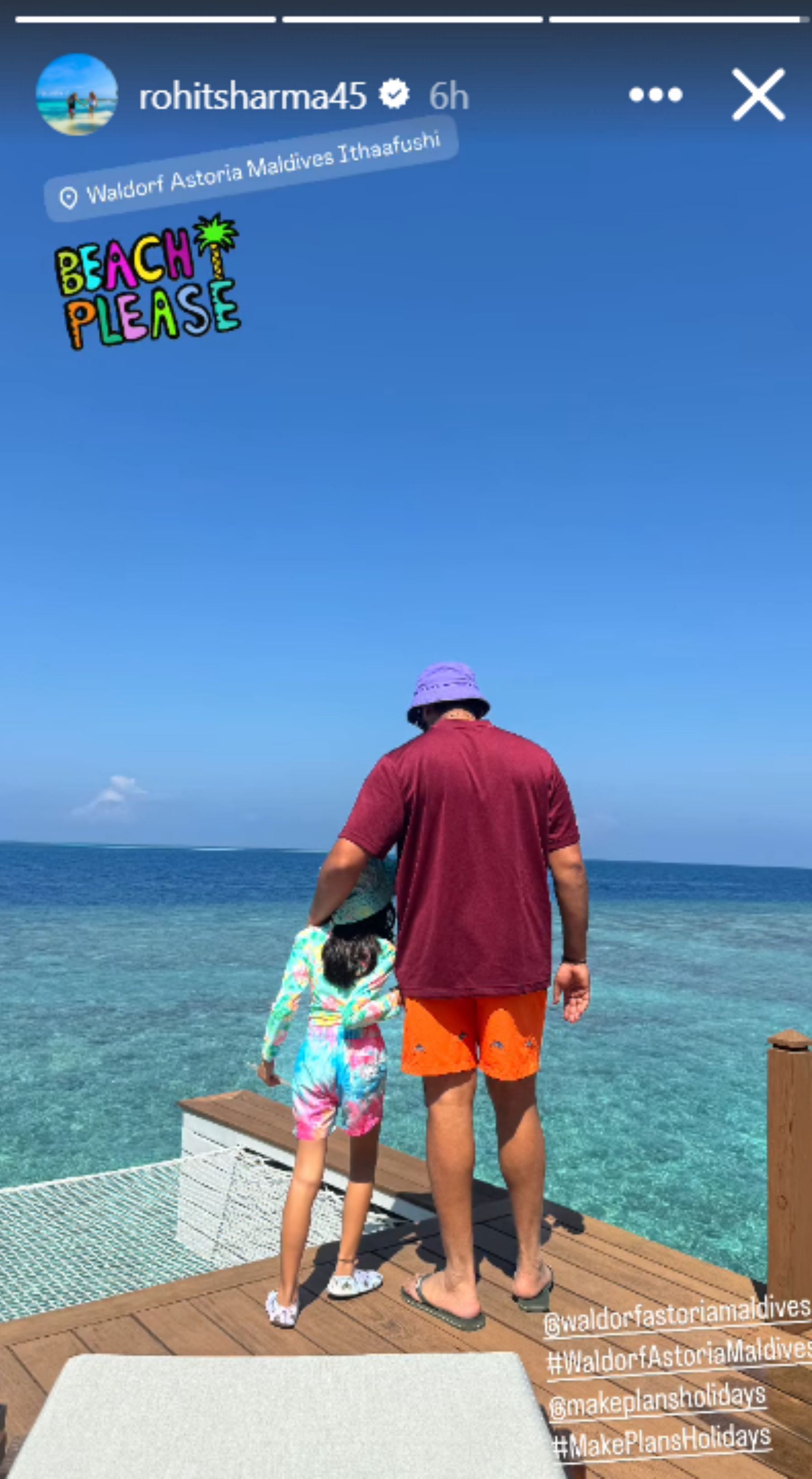 Rohit's recent Instagram story from his vacation.
